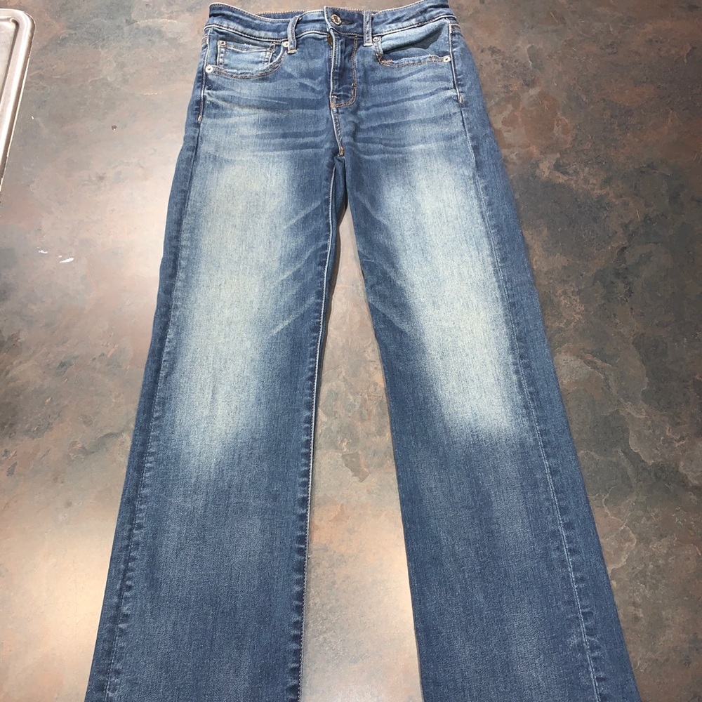 AEO blue wide flare jeans